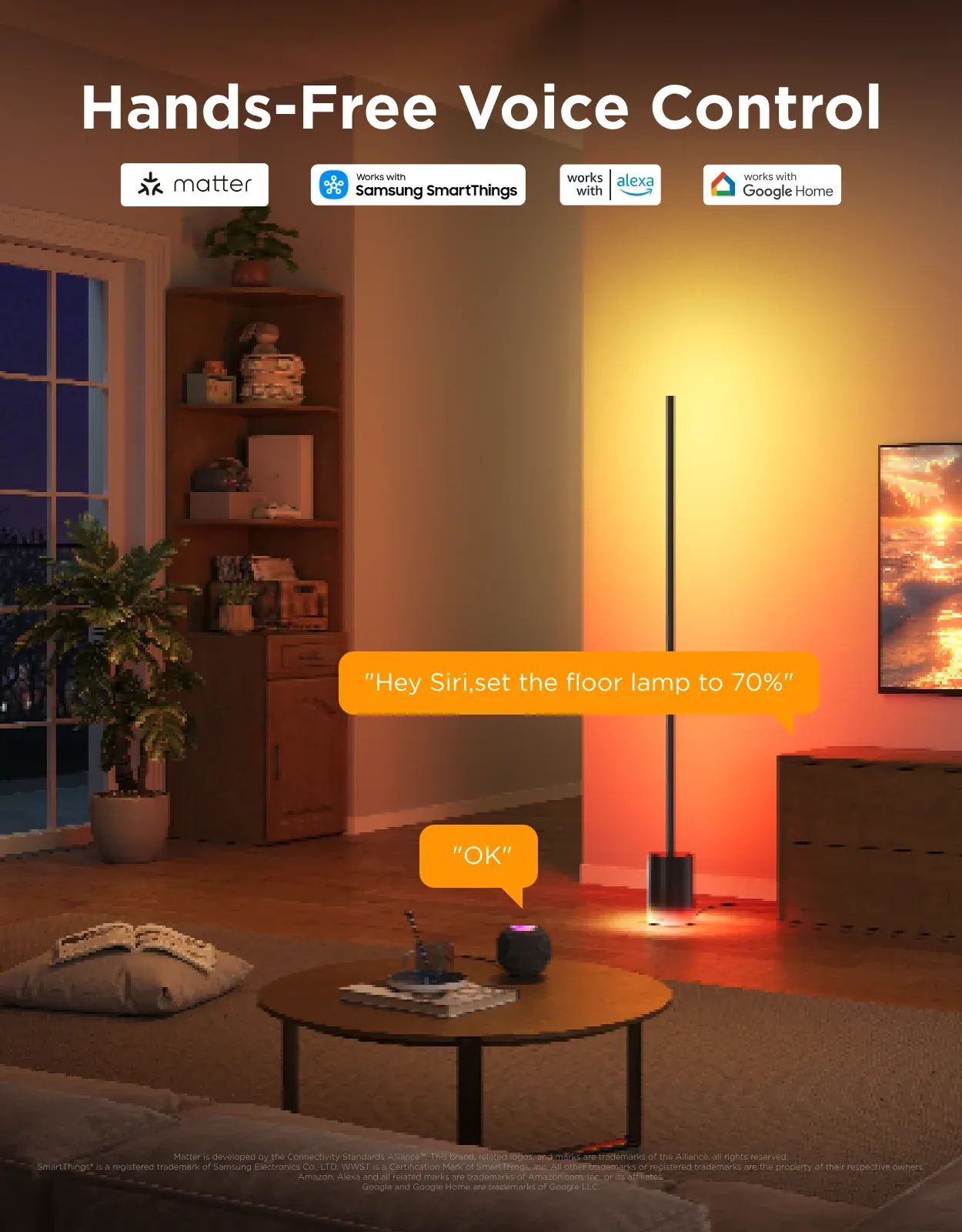 სმარტ სანათი Govee RGBICWW Floor Lamp Support Matter
