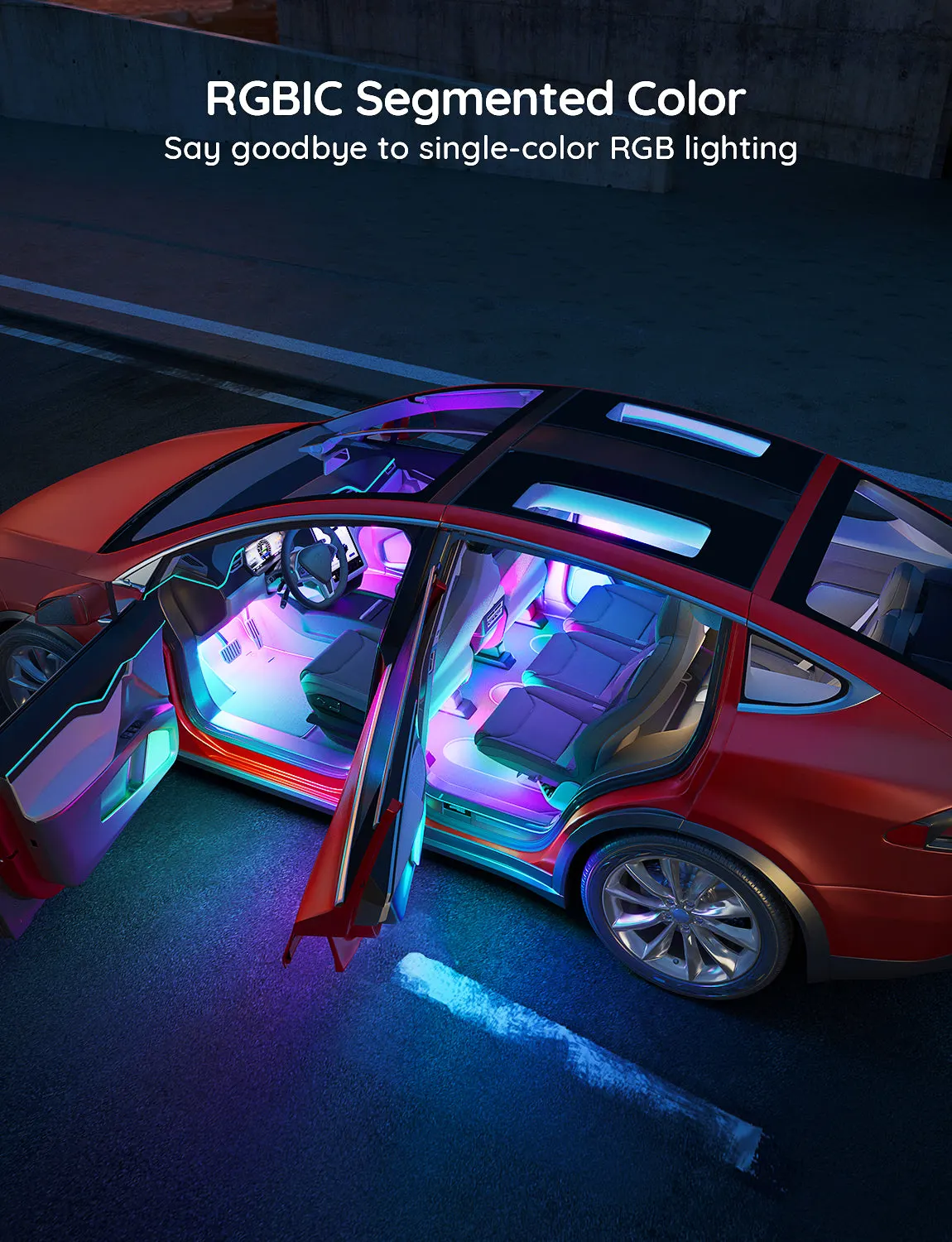 სმარტ სანათი Govee RGBIC Interior Car Lights (30 Scene Mode + 4 Music Mode)--Without Remote Control