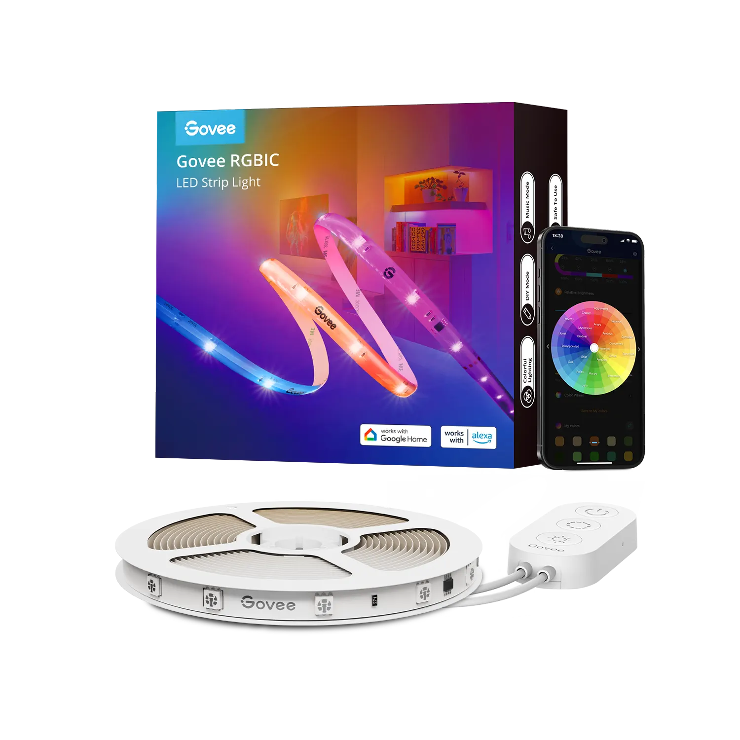 LED ლენტი Govee RGBIC Wi-Fi + Bluetooth LED Strip Lights With Protective Coating (10M)
