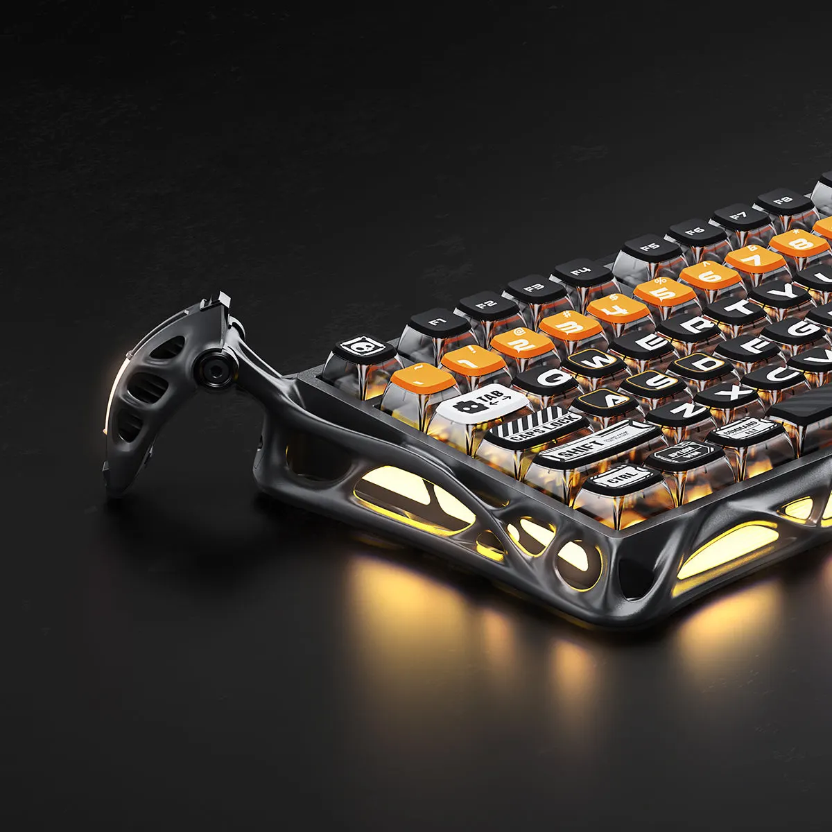 კლავიატურა Mechanical keyboard GravaStar Mercury K1 Pro 80keys, GravaStar x Kailh Speedy Mint, BT/WL/USB, RGB, CyberFlare