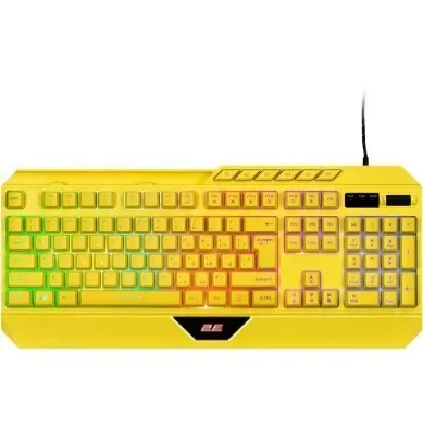 კლავიატურა 2E GAMING Membrane keyboard KG315 110key, USB-A, EN/RU, RGB, yellow