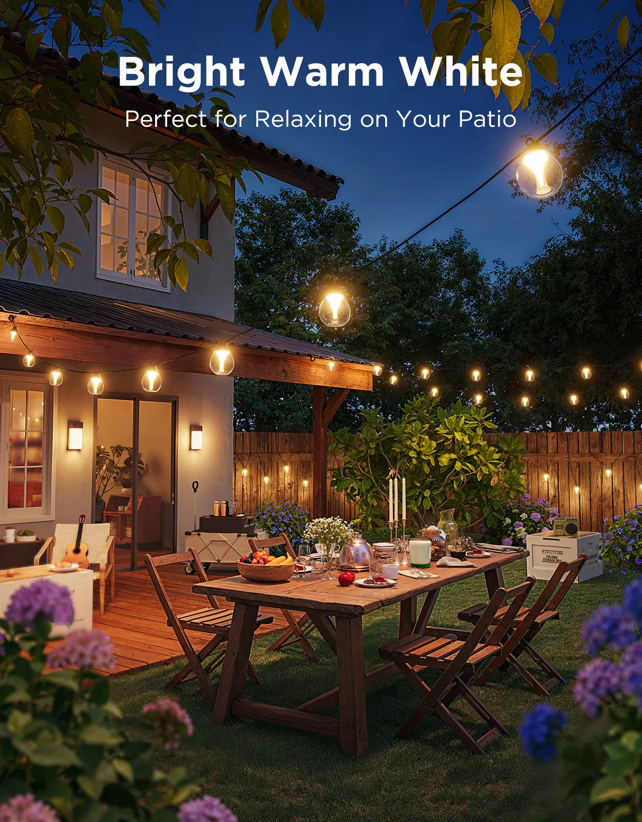 სმარტ სანათი Govee H7025 Outdoor Clear Bulb String Lights, 15m, RGBIC/Warm White, WI-FI/Bluetooth, chopniy