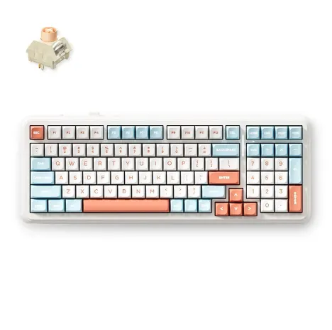 კლავიატურა keyboard MCHOSE K99 V2, Icy Creamsicle, USB-A/WL/BT, RGB, Horizon Orange