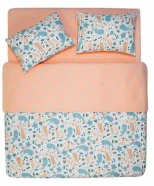 Ardesto Bedding set 2.0 Gloria, sateen, duvet cover 200x220cm, bed sheet 230x240cm, pillowcases (2) 50x70cm, 100% cotton, cats light pink