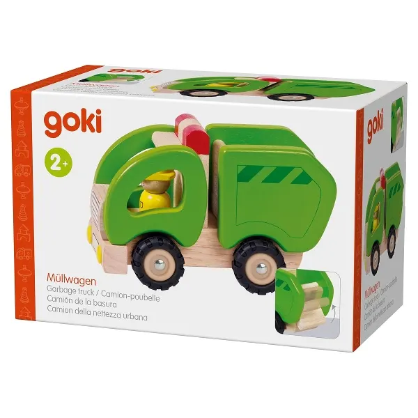 საგანმანათლებლო სათამაშო goki Machine wooden Garbage truck (green) 55964G